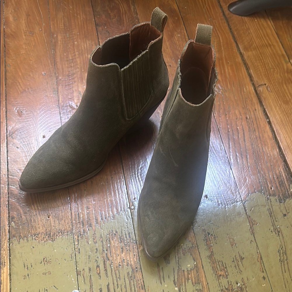 Olive Green Western Ankle Boots- NWOT